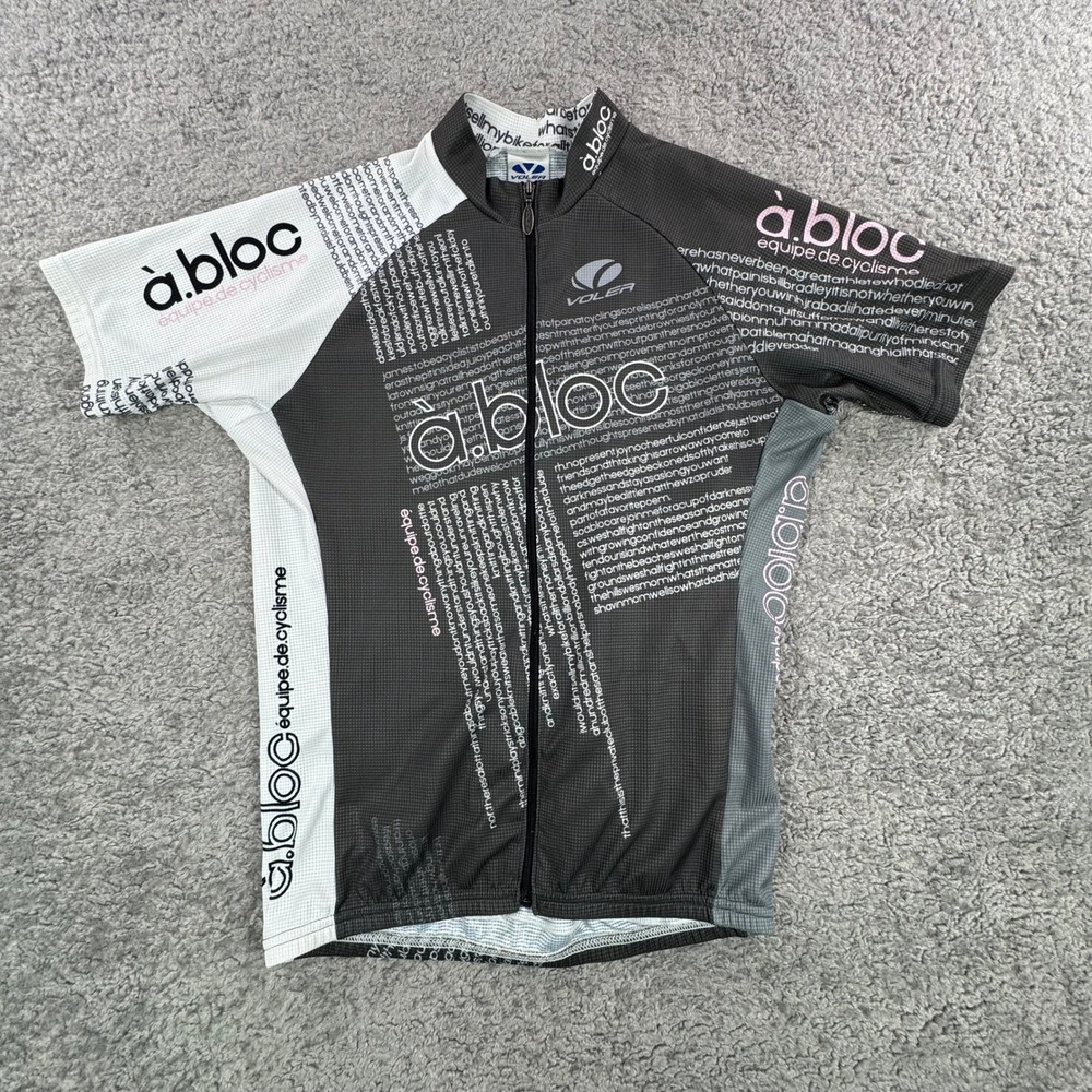 Voler Race Raglan A Bloc Equipe De Cyclisme Jersey Gray White Pink Mens Medium